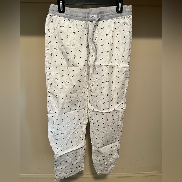 GAP Other - GAP White Pajama Pants with Logo and Heart Design